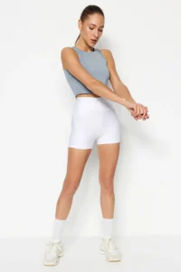 TRENDYOLMİLLA White Shaping Knitting Sports Shorts/Short Leggings - Image 3