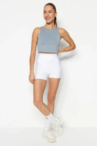 TRENDYOLMİLLA White Shaping Knitting Sports Shorts/Short Leggings - Image 4