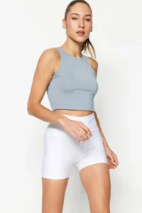 TRENDYOLMİLLA White Shaping Knitting Sports Shorts/Short Leggings - Image 7