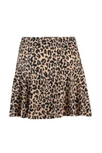 TRENDYOLMiLLA Camel Leopard Patterned Skirt Look High Waist Mini Knitting Shorts - Image 6