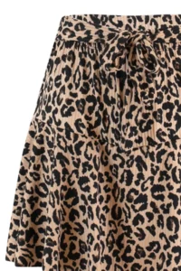 TRENDYOLMiLLA Camel Leopard Patterned Skirt Look High Waist Mini Knitting Shorts - Image 8