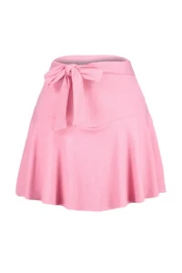 TRENDYOLMİLLA Pink Plain High Waist Mini Ruffled Skirt Knitting Shorts Skirt - Image 7