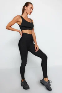 TRENDYOLMİLLA Black Shaping Tam Size Knitting Sports Leggings - Image 3