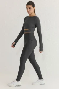 TRENDYOLMİLLA Koyu Anthracite Shaping Tam Size Knitting Sports Leggings