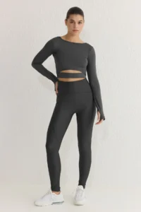 TRENDYOLMİLLA Koyu Anthracite Shaping Tam Size Knitting Sports Leggings - Image 2