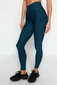 TRENDYOLMİLLA Emerald Green Shaping Tam Size Knitting Sports Leggings - Image 2