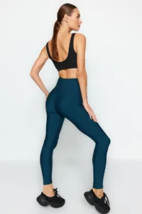 TRENDYOLMİLLA Emerald Green Shaping Tam Size Knitting Sports Leggings - Image 4