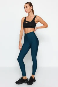 TRENDYOLMİLLA Emerald Green Shaping Tam Size Knitting Sports Leggings - Image 5