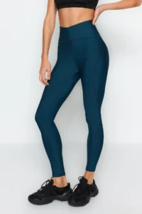 TRENDYOLMİLLA Emerald Green Shaping Tam Size Knitting Sports Leggings - Image 6