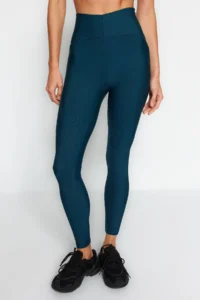 TRENDYOLMİLLA Emerald Green Shaping Tam Size Knitting Sports Leggings - Image 7