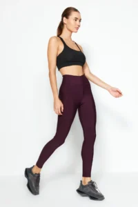 TRENDYOLMİLLA Koyu Plum Shaping Tam Size Knitting Sports Leggings
