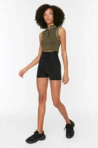TRENDYOLMİLLA Black Flexible Yoga Shaping Knitting Sports Shorts/Short Leggings - Image 3