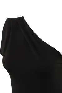 TRENDYOLMİLLA Black Asymmetric Collar Bottom snaps Flexible Knitting Bodysuit .D.00014 - Image 7