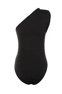TRENDYOLMİLLA Black Asymmetric Collar Bottom snaps Flexible Knitting Bodysuit .D.00014 - Image 8