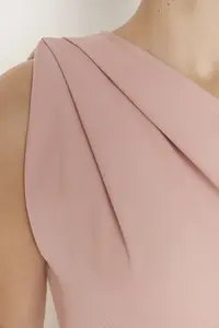 TRENDYOLMİLLA Dusty Rose Asymmetric Collar Bottom snaps Flexible Knitting Bodysuit .D.00014 - Image 3