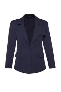 TRENDYOLMİLLA Navy Blue Oversized Lined Weaving Blazer Jacket - Image 6