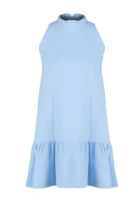 TRENDYOLMİLLA Mavi Rahat Kesim Sleeveless Mini Weaving Dress - Image 7