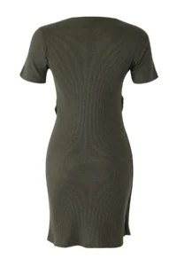 TRENDYOLMİLLA Khaki Binding Detailed Crew Neck Knitwear look Mini Knitting Dress - Image 7