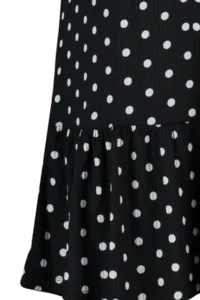 TRENDYOLMİLLA Black Polka Dot Printed Zero Sleeve with flywheel shift/Plain Mini Flexible Knitting Dress - Image 7