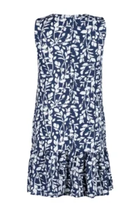 TRENDYOLMİLLA Indigo Floral Printed Zero Sleeve with flywheel shift/Plain Mini Flexible Knitting Dress - Image 8