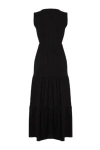 TRENDYOLMİLLA Black V-neck Sleeveless A-line Maxi Knitting Dress - Image 9