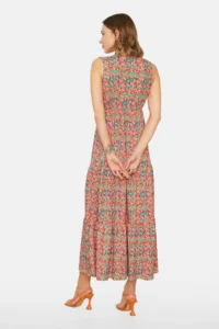 TRENDYOLMİLLA Multicolored flower patterned V-neck Sleeveless A-line Maxi Knitting Dress - Image 5