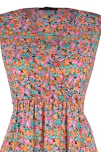 TRENDYOLMİLLA Multicolored flower patterned V-neck Sleeveless A-line Maxi Knitting Dress - Image 7