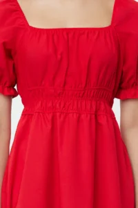 TRENDYOLMİLLA Rejection Balloon Sleeve Lined Midi Weaving Dress - Image 4