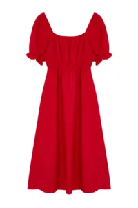 TRENDYOLMİLLA Rejection Balloon Sleeve Lined Midi Weaving Dress - Image 7