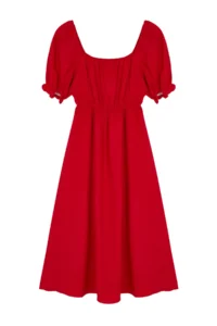 TRENDYOLMİLLA Rejection Balloon Sleeve Lined Midi Weaving Dress - Image 8