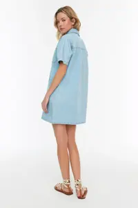 TRENDYOLMİLLA Light Blue Pocket Detail Oversized Mini DENIM Shirt Dress - Image 6