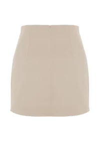 TRENDYOLMiLLA Beige Basic High Waist A-line Mini Size Weaving Skirt - Image 13