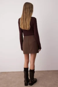 TRENDYOLMiLLA Dark Brown High Waist A-line Mini Weaving Skirt - Image 5