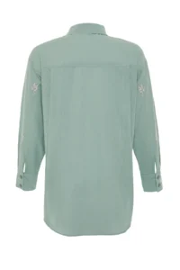 TRENDYOLMİLLA Khaki Flower Embroidery Detailed Cotton Oversized Wide Cut Weaving Shirt - Image 9