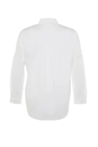 TRENDYOLMİLLA Ecru Cotton Oversized Wide Pattern Weaving Shirt - Image 7