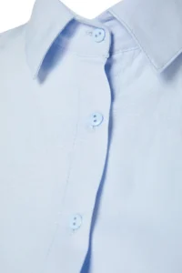 TRENDYOLMİLLA Light Blue Cotton Oversized Wide Pattern Weaving Shirt - Image 10