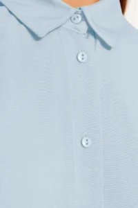 TRENDYOLMİLLA Light Blue Cotton Oversized Wide Pattern Weaving Shirt - Image 7