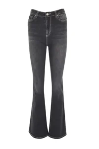 TRENDYOLMİLLA Black Contrast Stitched High Waist Middle Flexible Flare Spanish jeans - Image 8