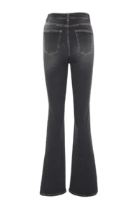 TRENDYOLMİLLA Black Contrast Stitched High Waist Middle Flexible Flare Spanish jeans - Image 9