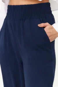 TRENDYOLMİLLA Navy Blue Wide Leg/Wide Leg Elastic Waist Weaving Pants - Image 12