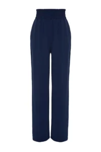 TRENDYOLMİLLA Navy Blue Wide Leg/Wide Leg Elastic Waist Weaving Pants - Image 14