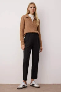 TRENDYOLMİLLA Black Carrot High Waist polyviscone Weaving Dress Pants