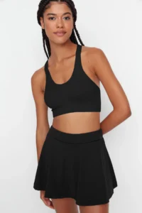 TRENDYOLMİLLA Black 2 Layer OF shorts Tennis Knitting Sports Shorts Skirt - Image 2