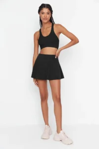 TRENDYOLMİLLA Black 2 Layer OF shorts Tennis Knitting Sports Shorts Skirt - Image 3