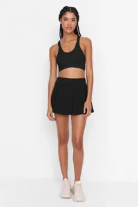 TRENDYOLMİLLA Black 2 Layer OF shorts Tennis Knitting Sports Shorts Skirt - Image 5