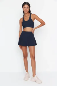 TRENDYOLMİLLA Navy Blue 2 Layer OF shorts Tennis Knitting Sports Shorts Skirt - Image 4