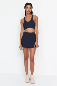 TRENDYOLMİLLA Navy Blue 2 Layer OF shorts Tennis Knitting Sports Shorts Skirt - Image 5