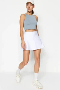 TRENDYOLMİLLA White 2 Layer Inside OF shorts Tennis Knitting Sports Shorts Skirt