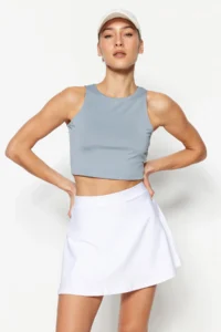 TRENDYOLMİLLA White 2 Layer Inside OF shorts Tennis Knitting Sports Shorts Skirt - Image 2
