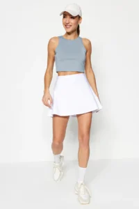 TRENDYOLMİLLA White 2 Layer Inside OF shorts Tennis Knitting Sports Shorts Skirt - Image 3